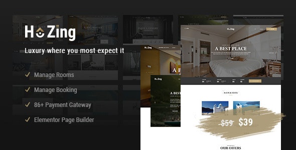 Hozing Hotel Booking WordPress Theme Nulled