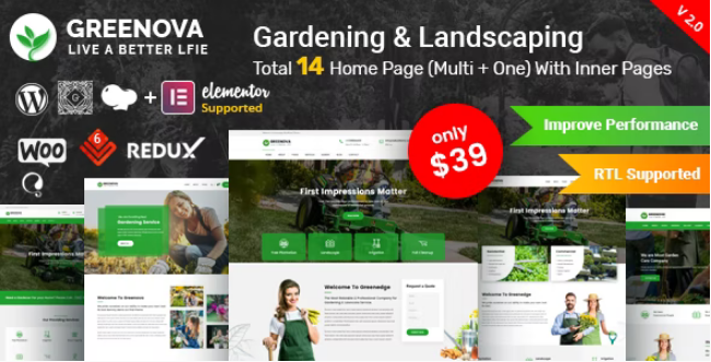 Free Download Greenova - Gardening & Landscaping WordPress Theme Nulled