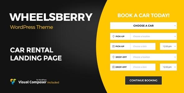 Wheelsberry Car Rental Nulled WordPress Theme Landing Page Free Download