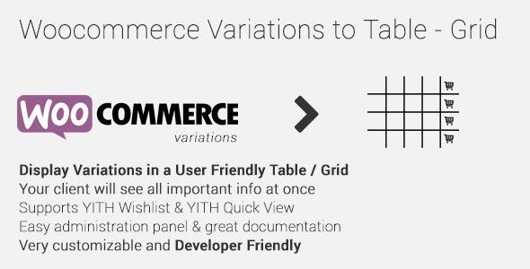 Woocommerce Variations to Table – Grid Nulled Free Download