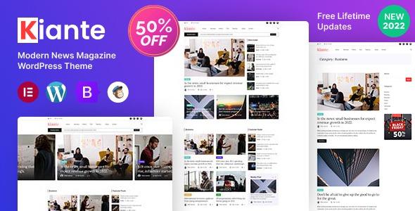 Kiante News Magazine Modern WordPress Theme Nulled