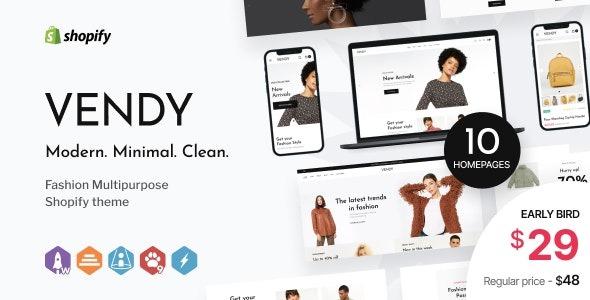 Vendy Nulled Multipurpose Shopify Theme for Fashion Free Download