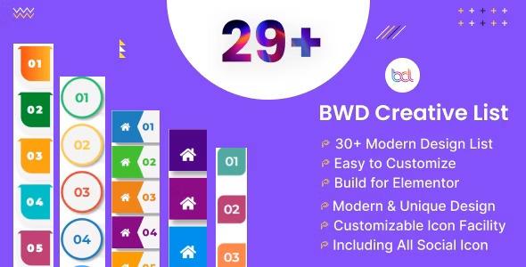 BWD Creative List addon for elementor Nulled