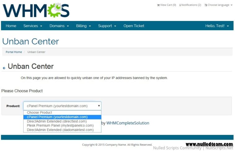 Unban Center For WHMCS Nulled