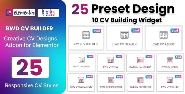 BWD CV Builder for Elementor Nulled Free Download