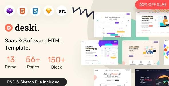 Deski Nulled Saas & Software HTML + RTL Template Free Download