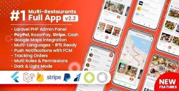 Food Delivery Flutter + PHP Laravel Admin Panel Nulled Free Download