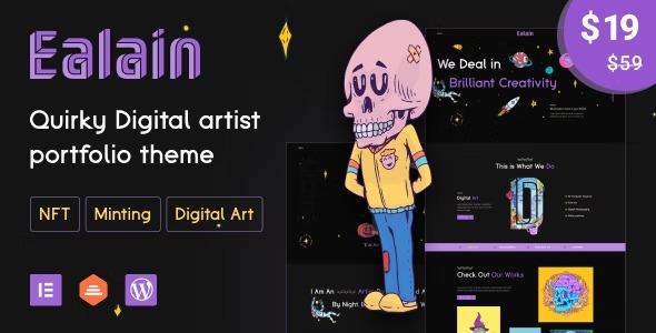 free download Ealain Digital Artist Creative Portfolio WordPress Theme + Figma nulled