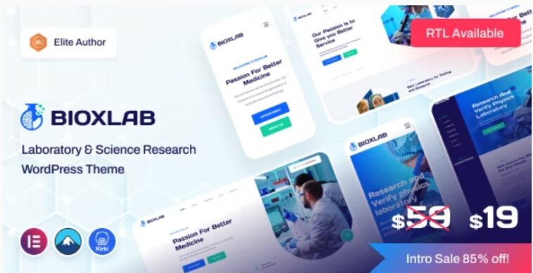 Bioxlab Laboratory & Science Research WordPress Theme Nulled