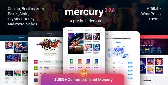 Mercury Gambling & Casino Affiliate WordPress Theme. News & Reviews Nulled Free Download