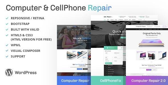 Computer and CellPhone Repair Services WordPress Theme Nulled