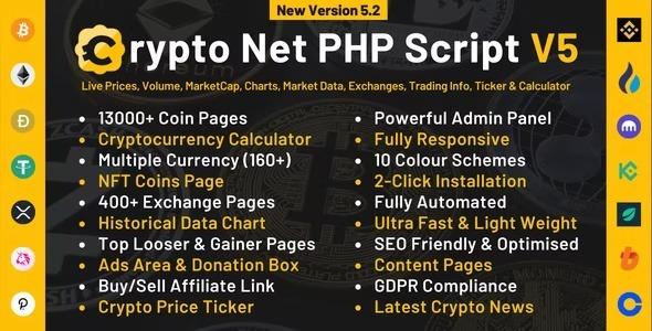 Crypto Net CoinMarketCap, Prices, Chart, Exchanges, Crypto Tracker, Calculator & Ticker PHP Script Nulled