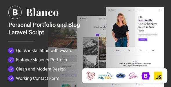 free download Blanco Personal Portfolio and Blog Laravel Script nulled