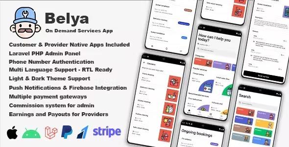 Belya Nulled On Demand Service App Customer & Provider Apps with Admin Panel Free Download