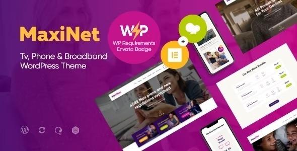 MaxiNet Nulled Broadband & Telecom Internet Provider WordPress Theme + Elementor Free Download