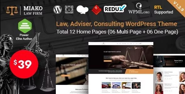 Miako Nulled Lawyer & Law Firm WordPress Theme Free Download