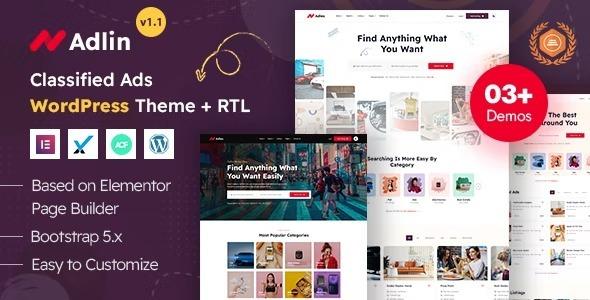 Adlin Nulled Classified Ads Listing WordPress Theme Free Download