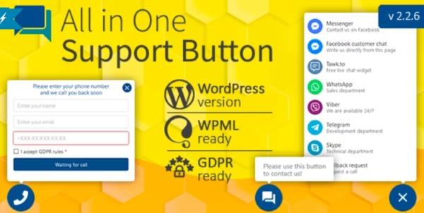 All in One Support Button + Callback Request. WhatsApp, Messenger, Telegram, LiveChat and more Nulled Free Download