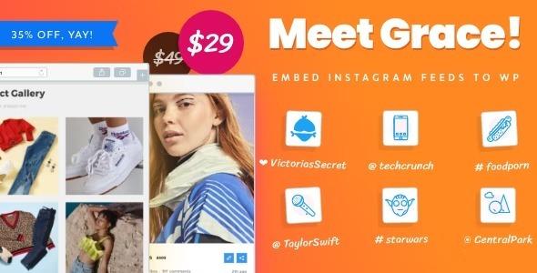 Grace Nulled WordPress Photo Feed of Instagram Posts Free Download