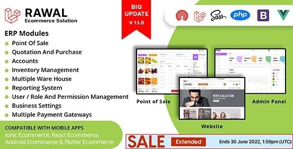 Rawal Nulled All in One Laravel Ecommerce Solution with POS for Single & Multiple Location Business Brand Free Download