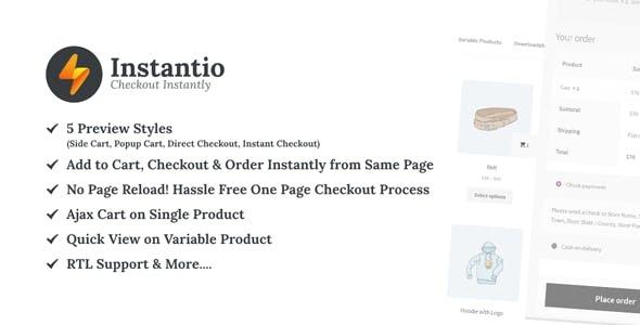 WooCommerce All in One Cart and Checkout Nulled Side Cart, Popup Cart and One Click Checkout Instantio Free Download