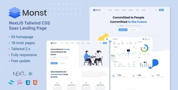 Monst Nulled NextJS Tailwind CSS landing page Free Download