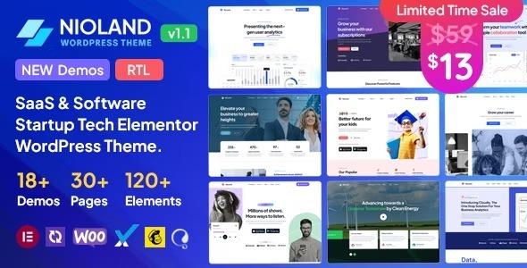 Nioland SaaS & Software Startup Tech WordPress Theme Nulled Free Download