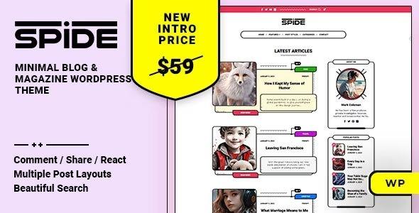 Spide Blog & Magazine WordPress Theme Nulled Free Download