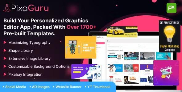 PixaGuru SAAS Platform to Create Graphics, Images, Social Media Posts, Ads, Banners, & Stories Nulled Free Download