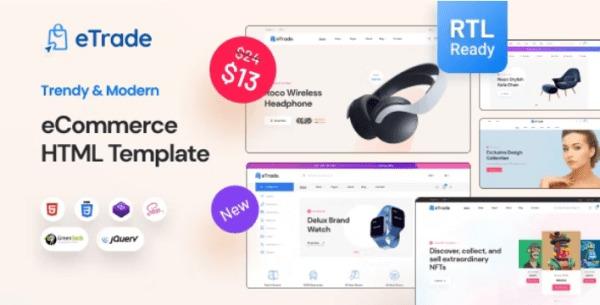 eTrade eCommerce html template RTL Nulled Free Download