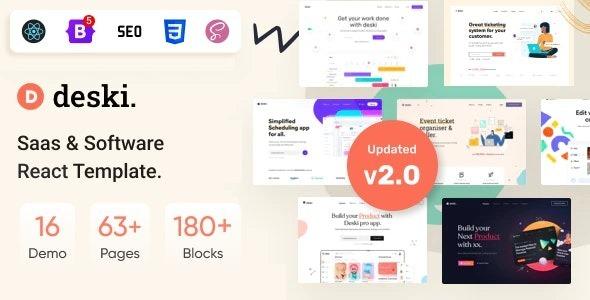 Deski Software, SaaS & Startup React Js Template Nulled Free Download