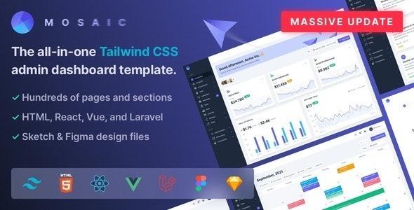 Mosaic Tailwind CSS Admin Dashboard Template Pack Nulled Free Download