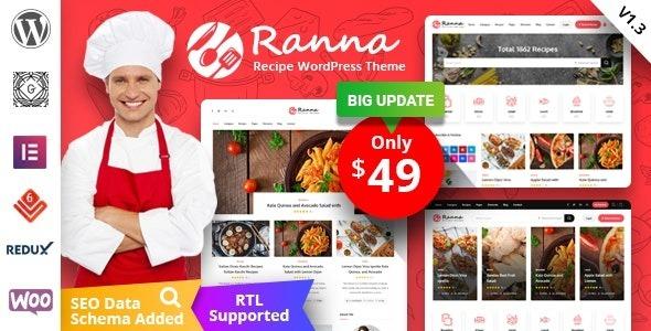 Ranna Food & Recipe WordPress Theme + RTL Nulled Free Download