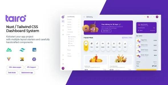 Tairo Multipurpose Nuxt Tailwind CSS Dashboard System Nulled Free Download