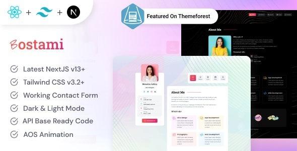 Bostami Tailwind CSS Personal Portfolio React Template Nulled Free Download