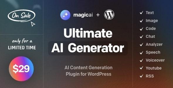MagicAI for WordPress AI Text, Image, Chat, Code, and Voice Generator Nulled Free Download