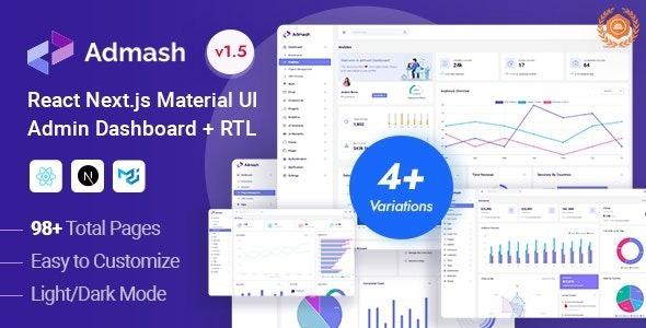 Admash Material Design React Next Admin Dashboard Template Nulled Free Download