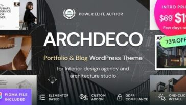 Archdeco Architecture & Interior Design Agency Portfolio WordPress Theme Nulled Free Download